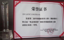 湖南省創(chuàng)新創(chuàng)業(yè)大賽初創(chuàng)企業(yè)組二等獎(jiǎng)榮譽(yù)證書及獎(jiǎng)杯